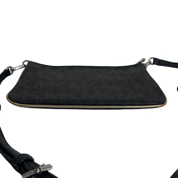 Michael Kors Jet Set Black Signature Logo Crossbody Bag w/ Adjustable Strap - Picture 9 of 12